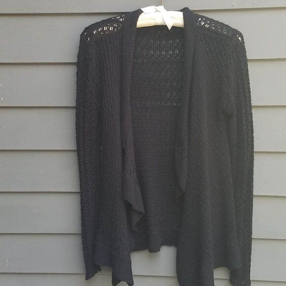Kiehls Black Crocheted Open Front Sweater Size S?M - Picture 1 of 8